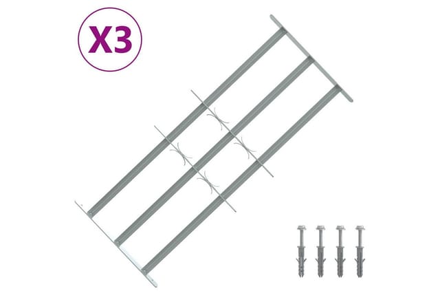 Vidaxl Security Grille For Windows With 3 Crossbars 3 Pcs 630-1140 Mm