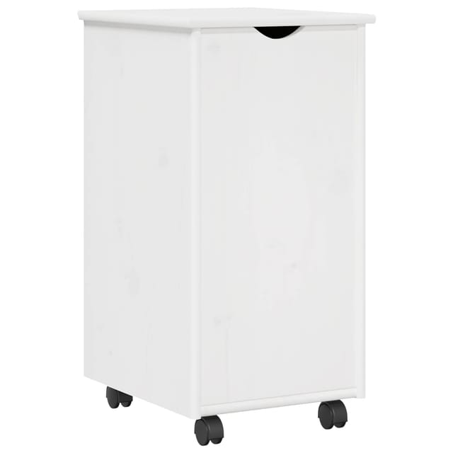 Vidaxl Rolling Cabinet White 34 X 39 X 65.5 Cm Solid Pine Wood