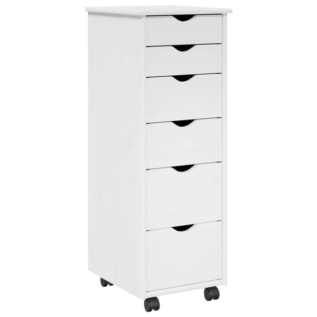 Vidaxl Rolling Cabinet 34 X 39 X 93.5 Cm Solid Pine Wood White