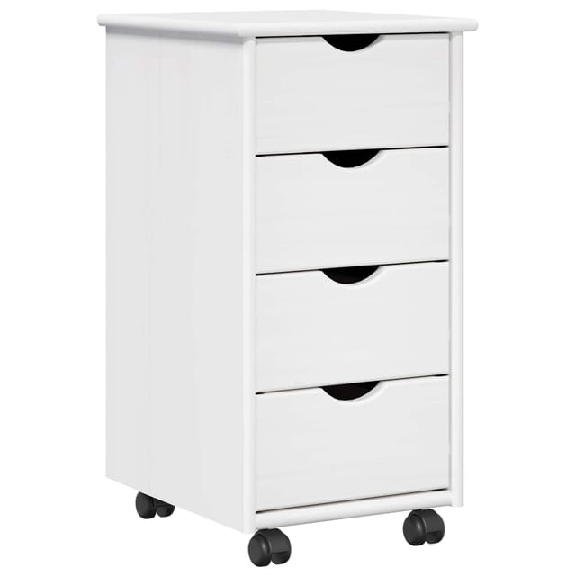 Vidaxl Rolling Cabinet 34 X 39 X 65.5 Cm Solid Pine Wood White