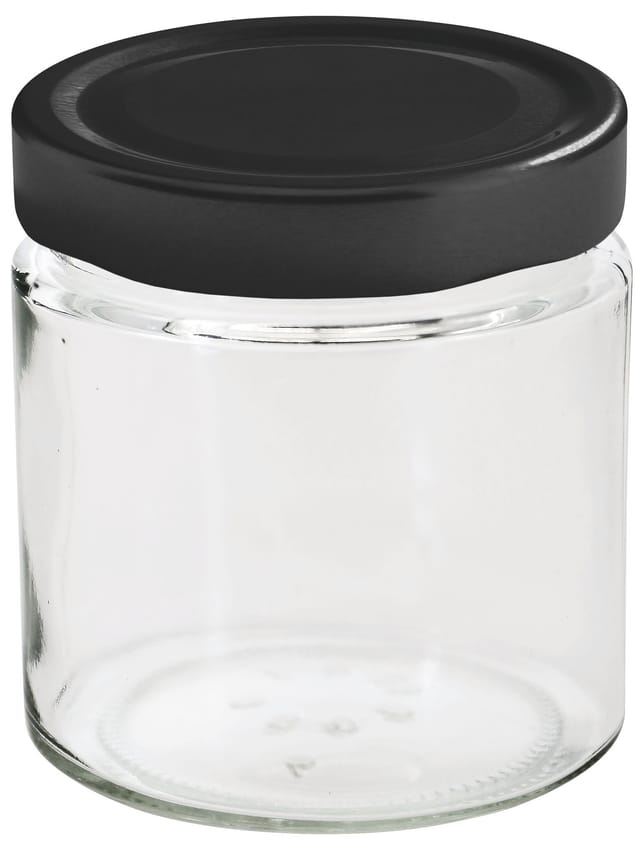 Einkochwelt Hochrandgläser Mit Deckel 12 Stück, 220 Ml, Mit Deckel Schwarz