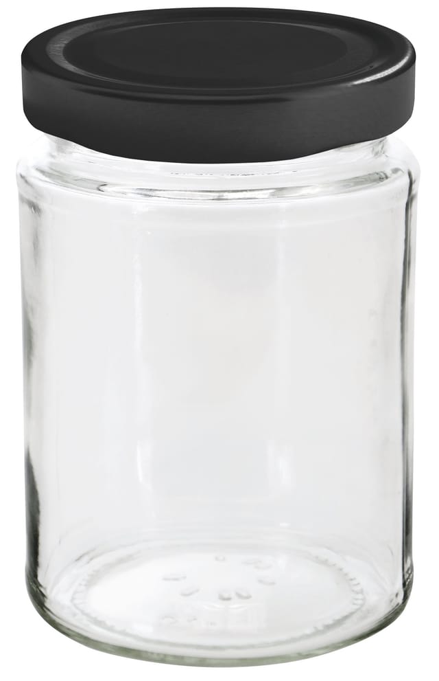 Einkochwelt Hochrandgläser Mit Deckel 12 Stück, 310 Ml, Mit Deckel Schwarz