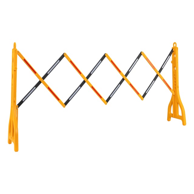 Wiltec Ausziehbares Absperrgitter 250 Cm Aus Kunststoff, Scherengitter Mit Reflektorband, Baustellenabsperrung Befüllbar Und Faltbar, Absperrung Für Verkehr