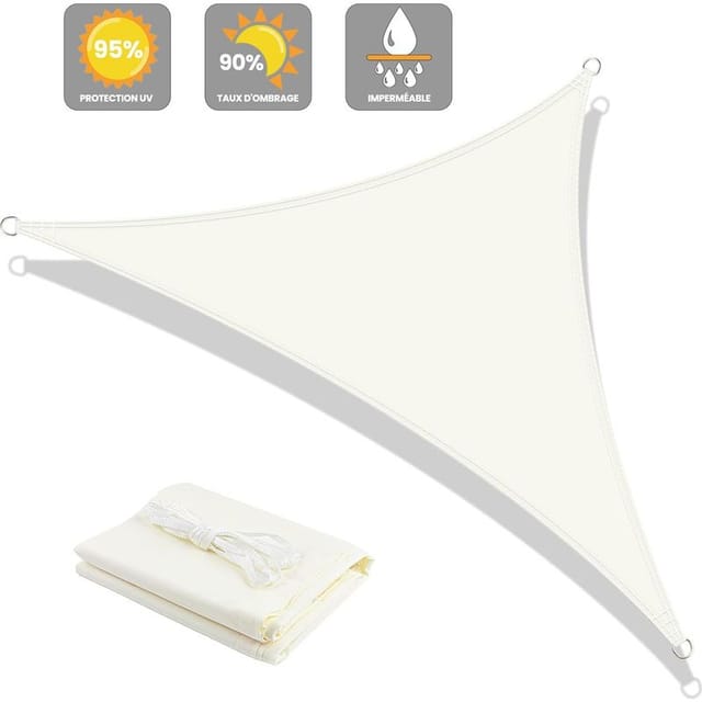 Wasserdichtes, Dreieckiges Sonnensegel 2x2x2m Aus Pes-schattengewebe Mit 95% Uv-schutz Für Terrasse, Garten Und Balkon, Cremefarben