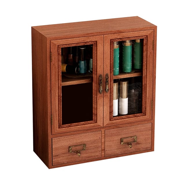 Büroschrank Aus Holz Mit Doppeltüren Und Schubladen, Vintage-schmuckkästchen Für Parfums Und Kosmetika