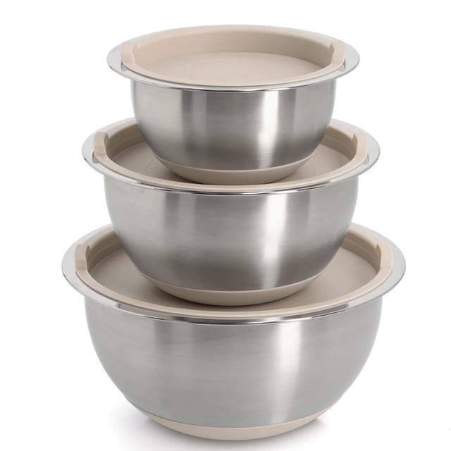 Schüssel-set Mit Deckeln, 3-tlg., Edelstahl Beige, Zeller