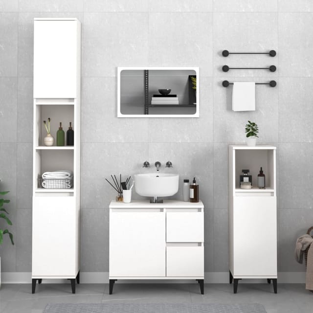 Badschrank Weiß 30x30x100 Cm Holzwerkstoff