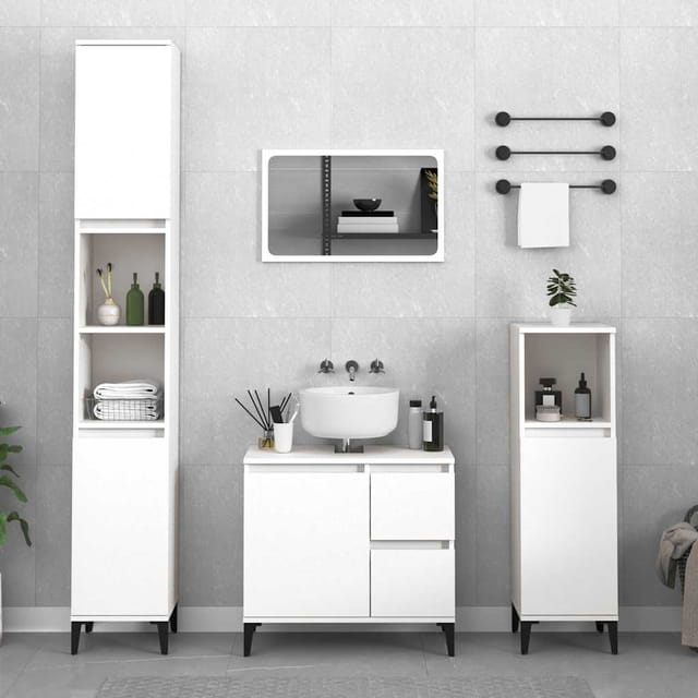 Badschrank Weiß 65x33x60 Cm Holzwerkstoff