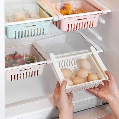 Dtekgaz - Csparcv (4er-pack) Kühlschrank-aufbewahrungsbox, Ausziehbare Kühlschrank-organizer-schublade, Aufbewahrungsbox Für Einen Organisierten Kühlschrank