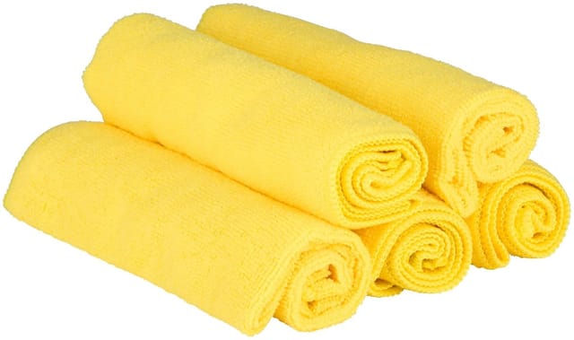 Lot De 5 Chiffons Microfibres Voiture 40x40cm Dunlop - 200gsm Ultra Absorbant - Nettoyage Auto Sans Trace Intérieur/extérieur