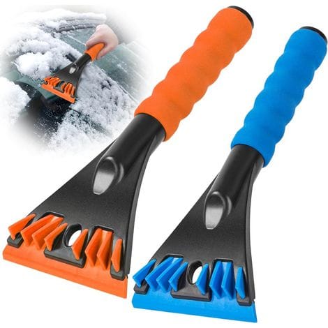 2er-pack Eiskratzer Fürs Auto – Blau Und Orange – Ergonomischer Griff, Breite Und Sichere Klinge – Effektiver Enteiser Und Fensterkratzer – Unverzichtbares Winter-autozubehör