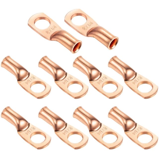8 Awg Kupfer-crimpanschluss Für Batteriekabel – 10,4 Mm Geschlossener Rohrring – Packung Mit 10 Ringkabelschuhen
