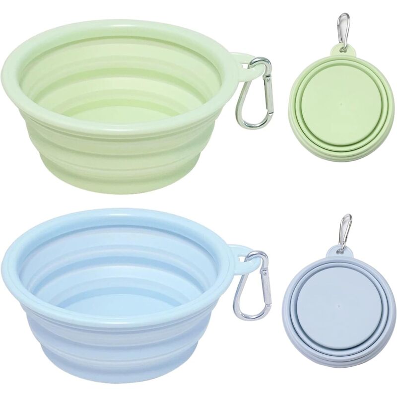 2 Faltbare Silikon-futternäpfe Für Hunde Und Katzen – 650 Ml Tragbarer Reisenapf Mit Karabinerhaken – Ideal Zum Wandern, Campen Und Spazierengehen