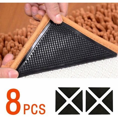 Rutschfeste Teppichclips – 8 Wiederverwendbare Und Waschbare Stück, Doppelseitig, Wellenfrei, Ideal Für Teppiche Und Läufer Im Innenbereich