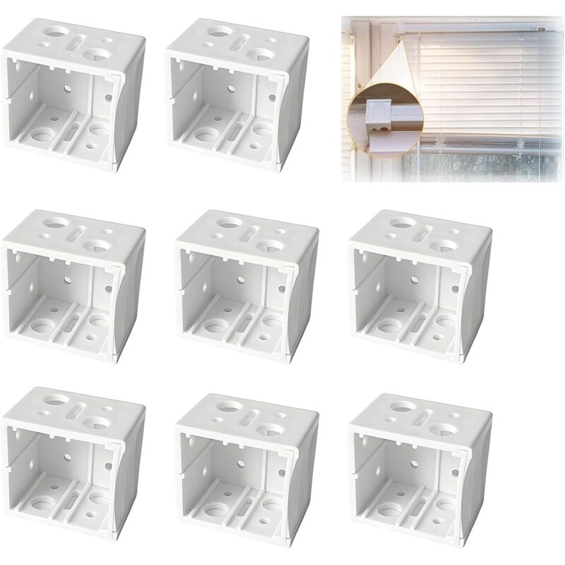 Set Mit 8 Jalousie-montagehalterungen – Zur Montage Am Fensterrahmen Und An Der Quadratischen Oberen Schiene