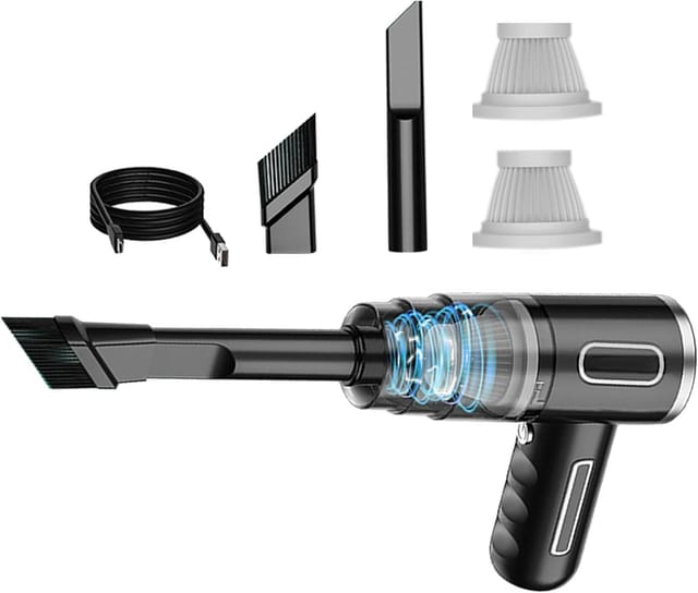 Wiederaufladbarer, Kabelloser Autostaubsauger Aus Abs-material, Schwarz, Geeignet Für Den Gelegentlichen Gebrauch.