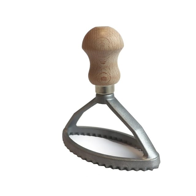 Ovaler Ravioli-stempel Aus Aluminium Mit Buchenholzgriff, 10,5x5x10 Cm