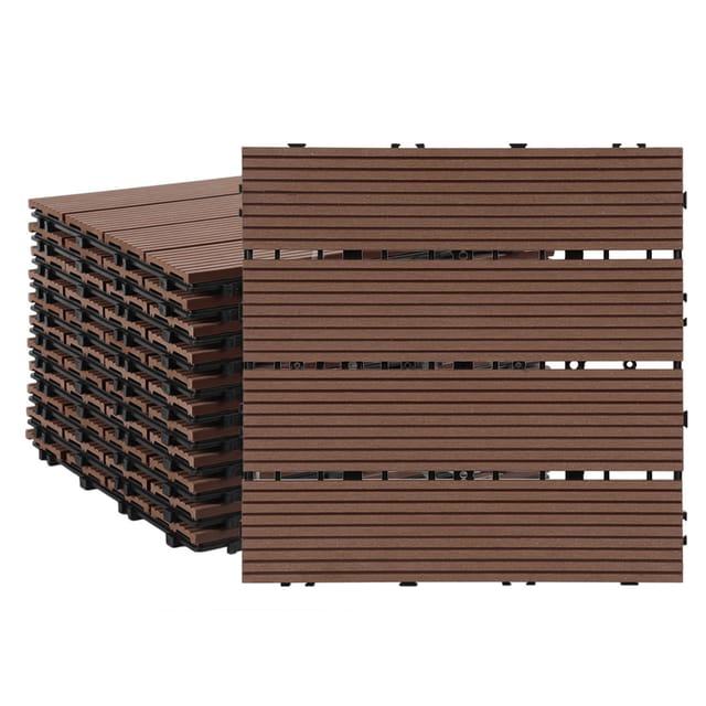 Jiubiaz Terrassenfliesen 6m² Holzfliesen Für Terrasse Balkon Terrassenfliesen Holz Fliesen Mit Klicksystem 30x30 Cm 66 Stück Braun