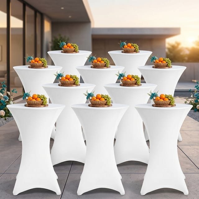 Jiubiaz 10× Elastische Stehtischhusse Ø 70×110 Cm, Weiß – Stretch Bistrotisch Husse Für Hochzeit & Messe