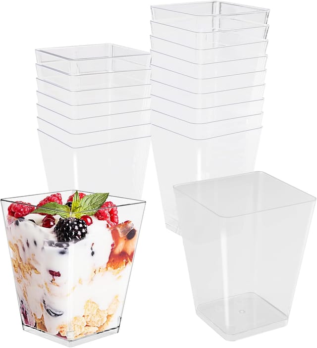 Jssevn-dessertbecher, 50 Stück, 150 Ml, Transparente, Quadratische, Wiederverwendbare Dessertbecher Für Tiramisu Und Obstsalat