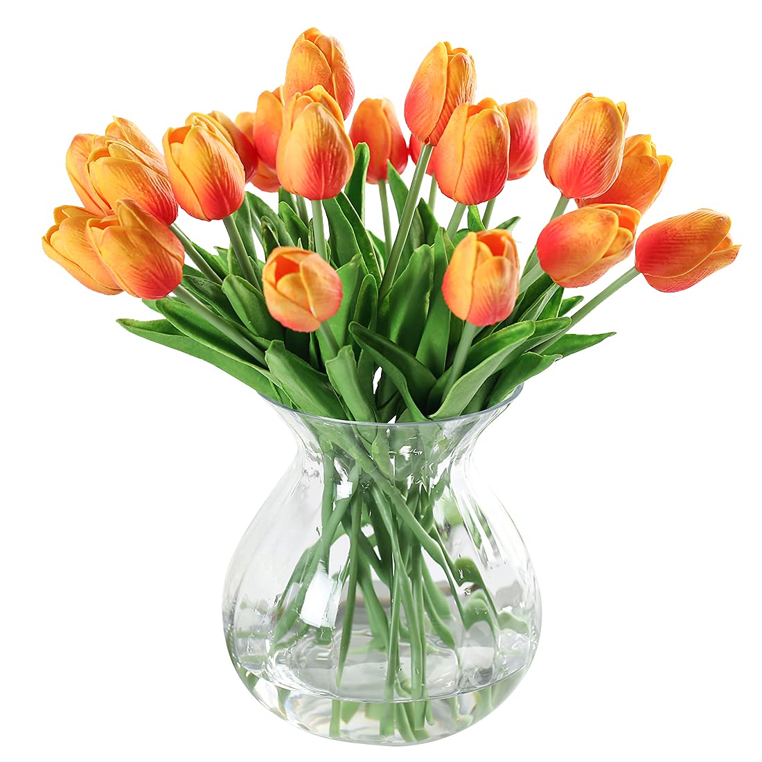 10 Künstliche Tulpen Aus Pu-latex, Künstlicher Blumenstrauß, Geeignet Für Heim-, Zimmer-, Hochzeits- Und Partydekorationen, Orange-rot.