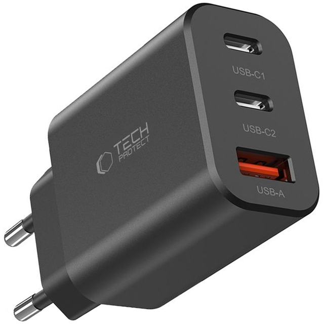 Tech-protect Nc30w 3-port-netzwerkladegerät Pd30w/qc3.0 Schwarz