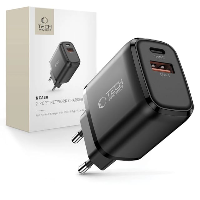 Tech-protect Nca30 Pd 30w / Qc3.0 Usb-a / Usb-c Wandladegerät – Schwarz