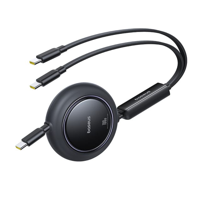 2-in-1 Usb-c 100w Einziehbares Kabel 1,2 M – Schwarz