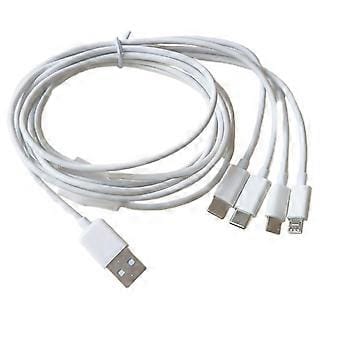 4-in-1 Multi-ladekabel Für Usb-typ-c- Und Micro-usb-geräte: Lädt 4 Geräte Gleichzeitig (2 Typ-c + 2 Micro-usb) – Weiß