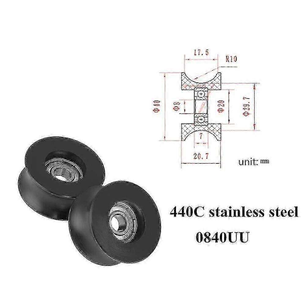 Stück U-nut-riemenscheibe 0840uu, U-förmige Riemenscheibe, Rollenführungsrad 8x40x20,7 Mm (4 Stück 8x40x20,7 Mm), Tw Edition 0619