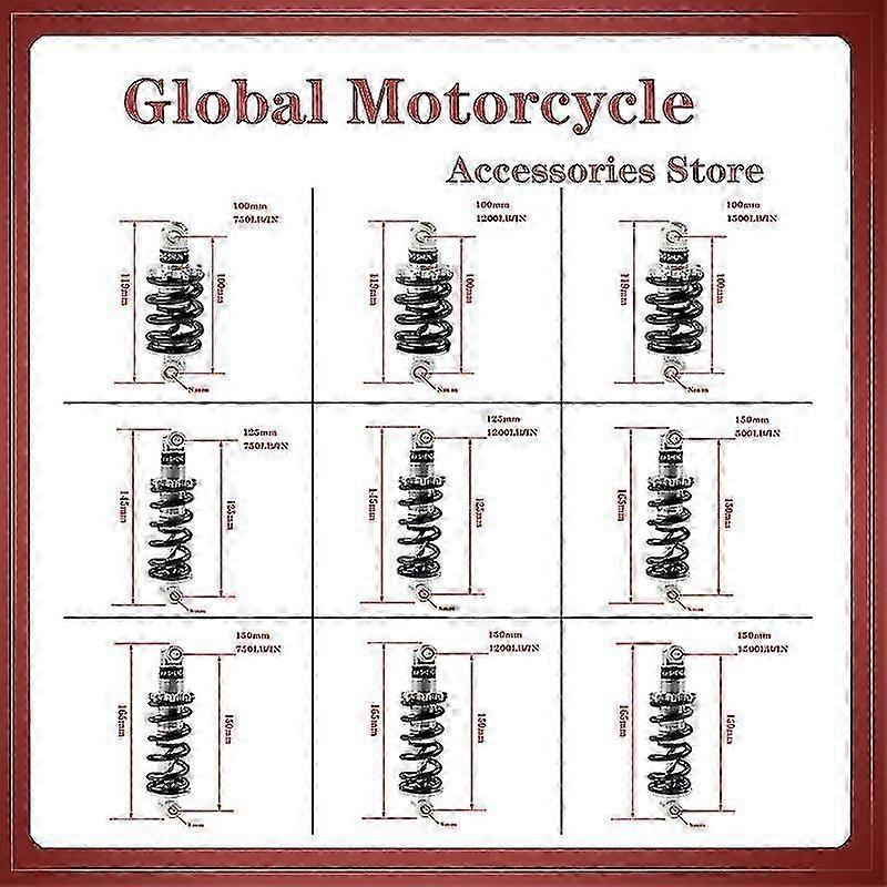 Hinterradstoßdämpfer Für 47ccm 49ccm Super Minimoto Atv Quad Elektroroller Pocket Bike 100 125 150 160 170 180 190 210mm Edition 0820