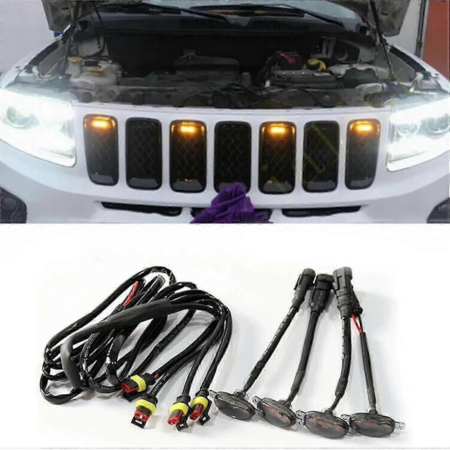 4-in-1-led-kühlergrillmarkierungsleuchten In Bernstein, Getönt, Wasserdicht, Für Lkw-frontgrillbeleuchtung