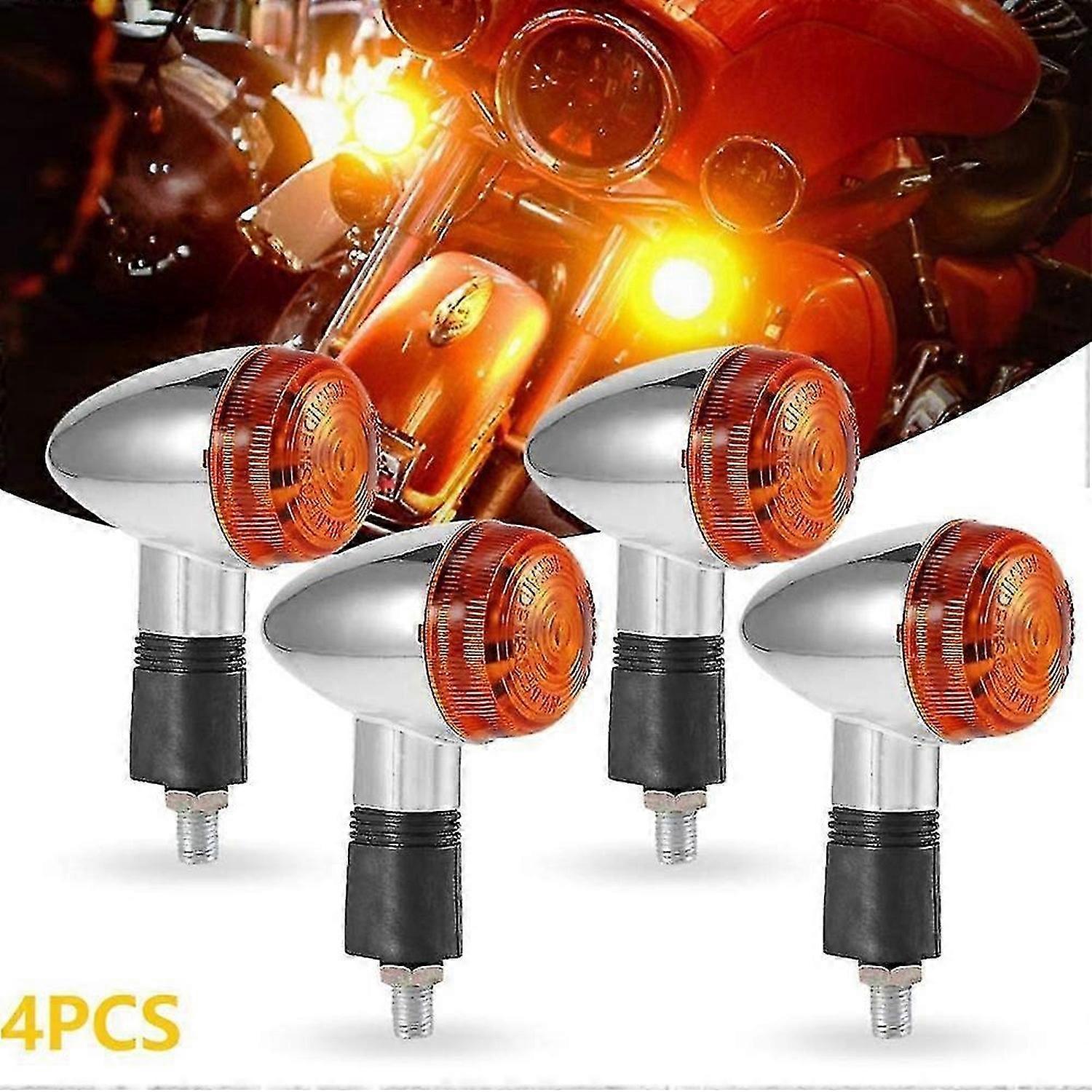 Motorradblinker Chrom Vorder- Und Rücklichter Für Chopper (4 Stück)