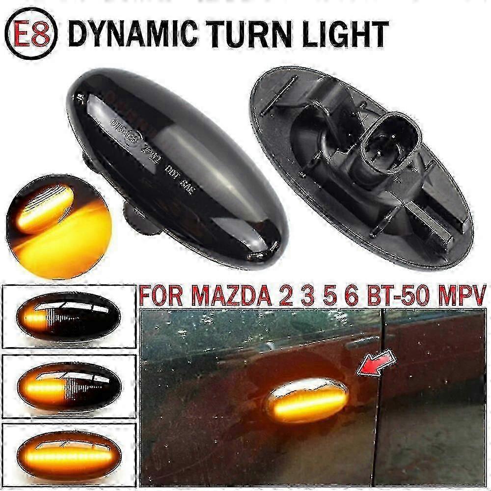 2x Led-blinker Mit Dynamischer Blinkfunktion Und Seitenmarkierungsleuchte Für Mazda 2, 3, 5, 6, Bt-50, Mpv (2004–2006), 2 Stück, Dynamische Kristall-leds (szrh Am)