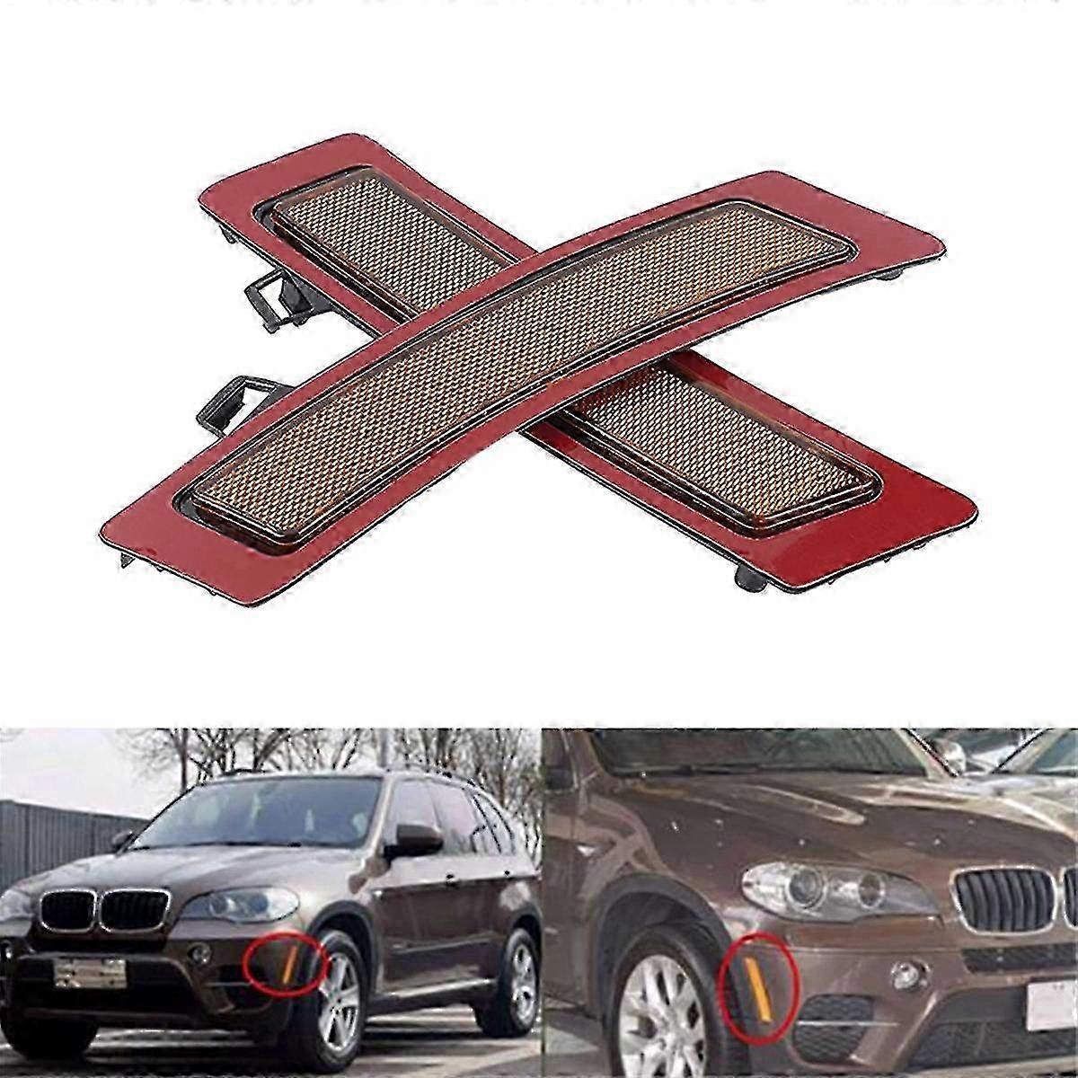 Paar Bernsteinfarbene Seitenmarkierungsleuchten Mit Reflektor Für Die Vordere Stoßstange, Passend Für Bmw X5 E70 (2011–2013), Teilenummer: 63147274433, 63147274, Szrh Af