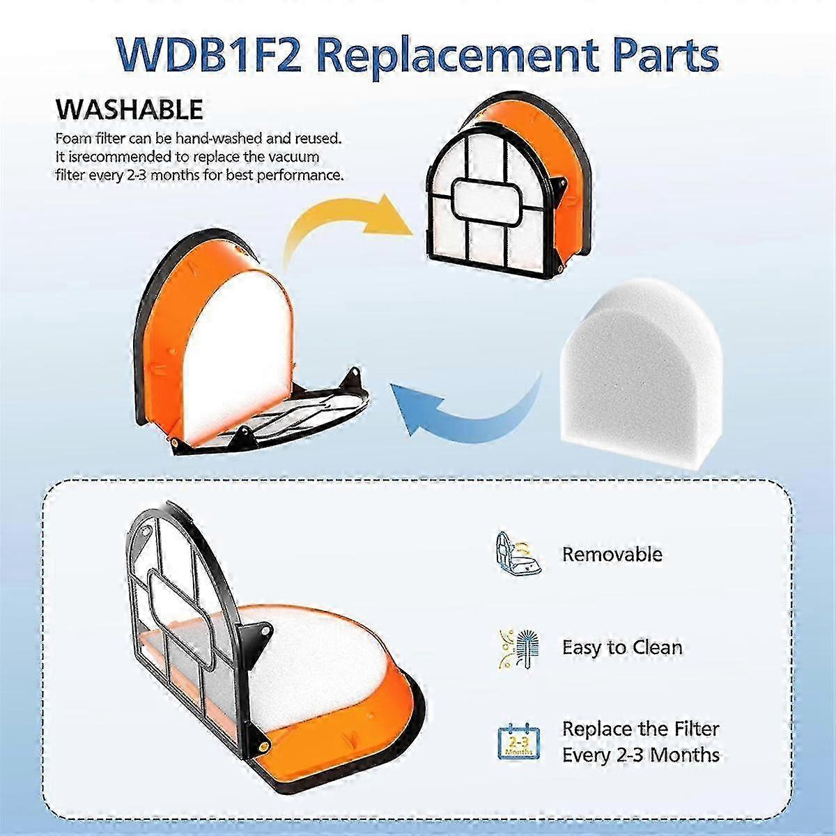 Wdb1f2 Ersatzbürstenwalze & Filterset Für Hydrovac Wd101 Wd201 Wd100 Wd200 Aw201 Vacuum Clea Edition 0923
