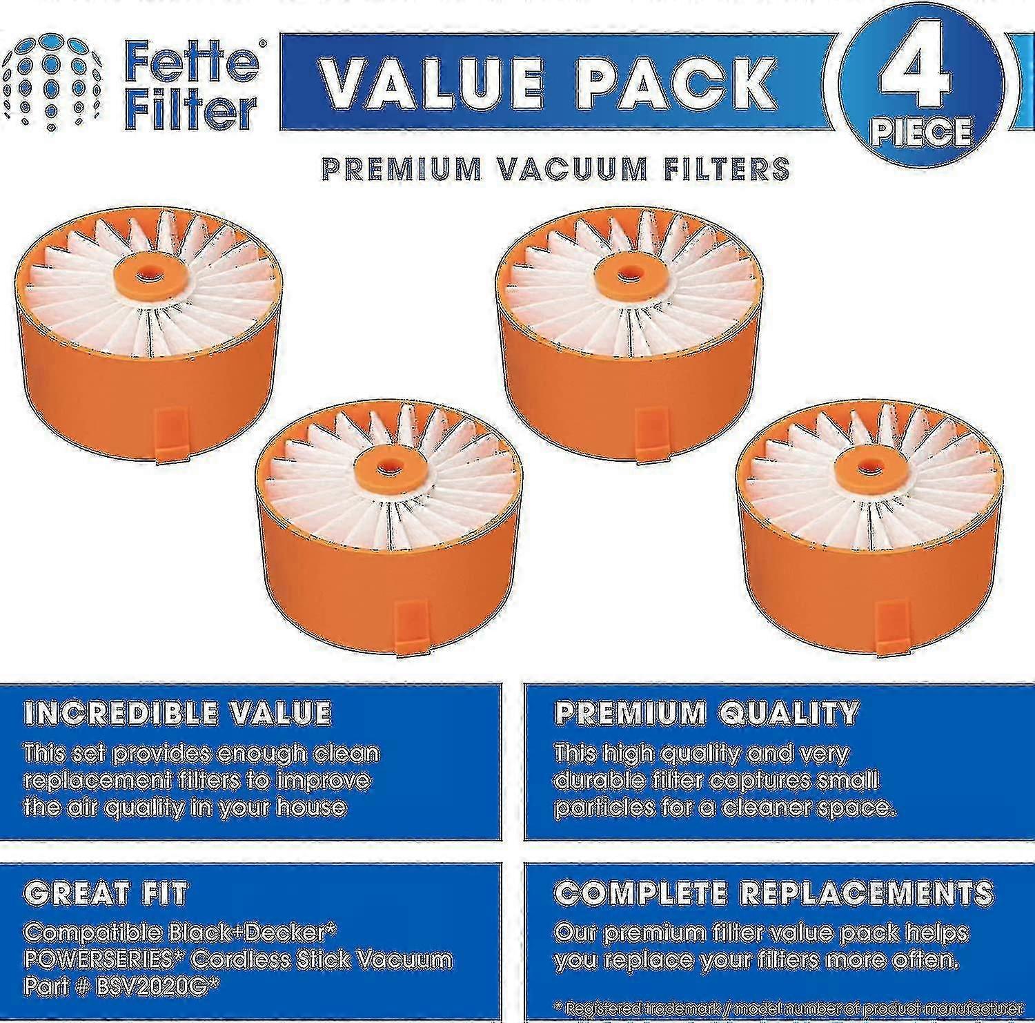 4er-pack Ersatzfilter – Kompatibel Mit Black+decker Powerseries Extreme Akku-stielstaubsauger (modellnr. Bsv2020) G1129514 Hwy