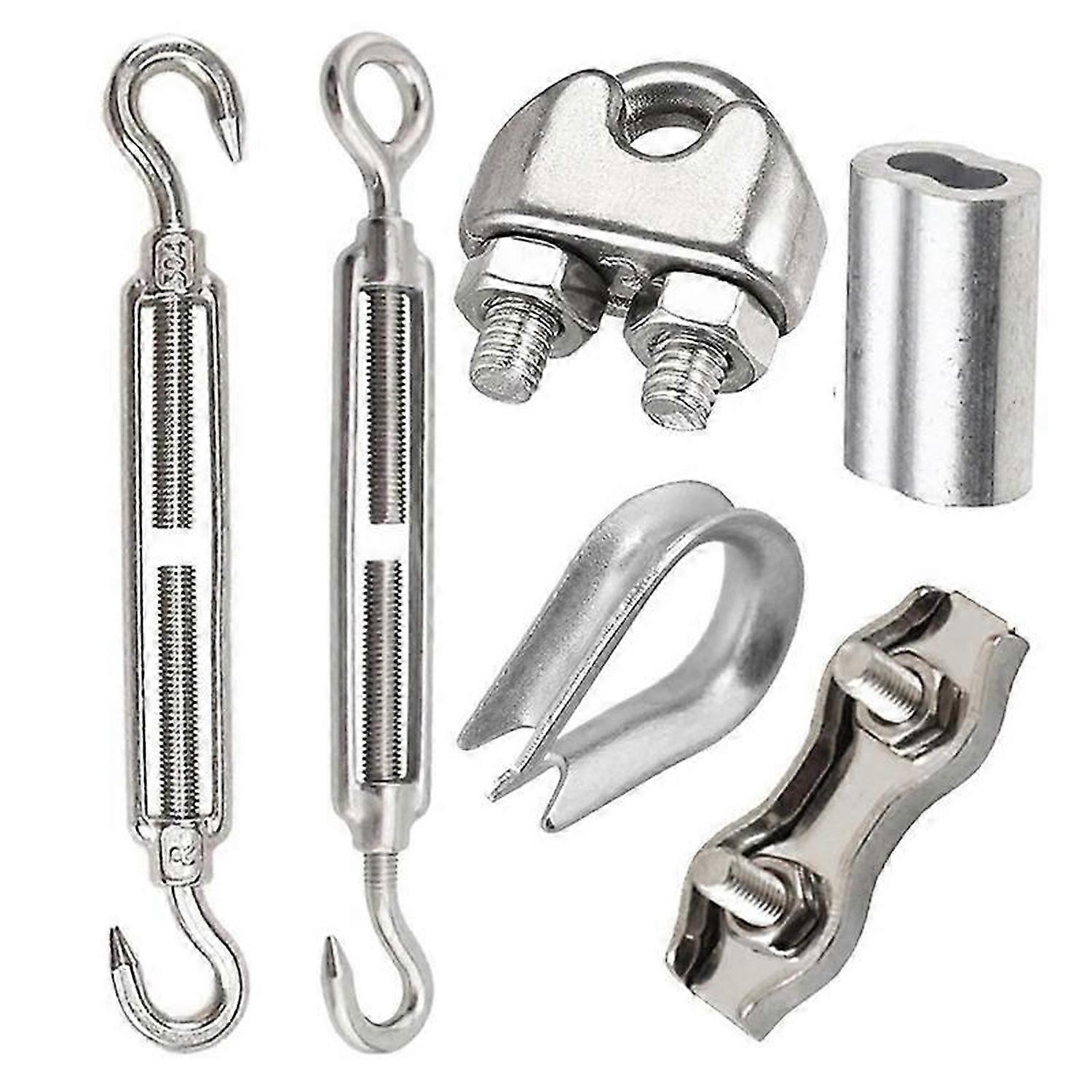30-teiliges Spannschloss-set M5 Mit Spannschloss-drahtseilklemme, Kauschen Und Pressklemme Zum Festziehen
