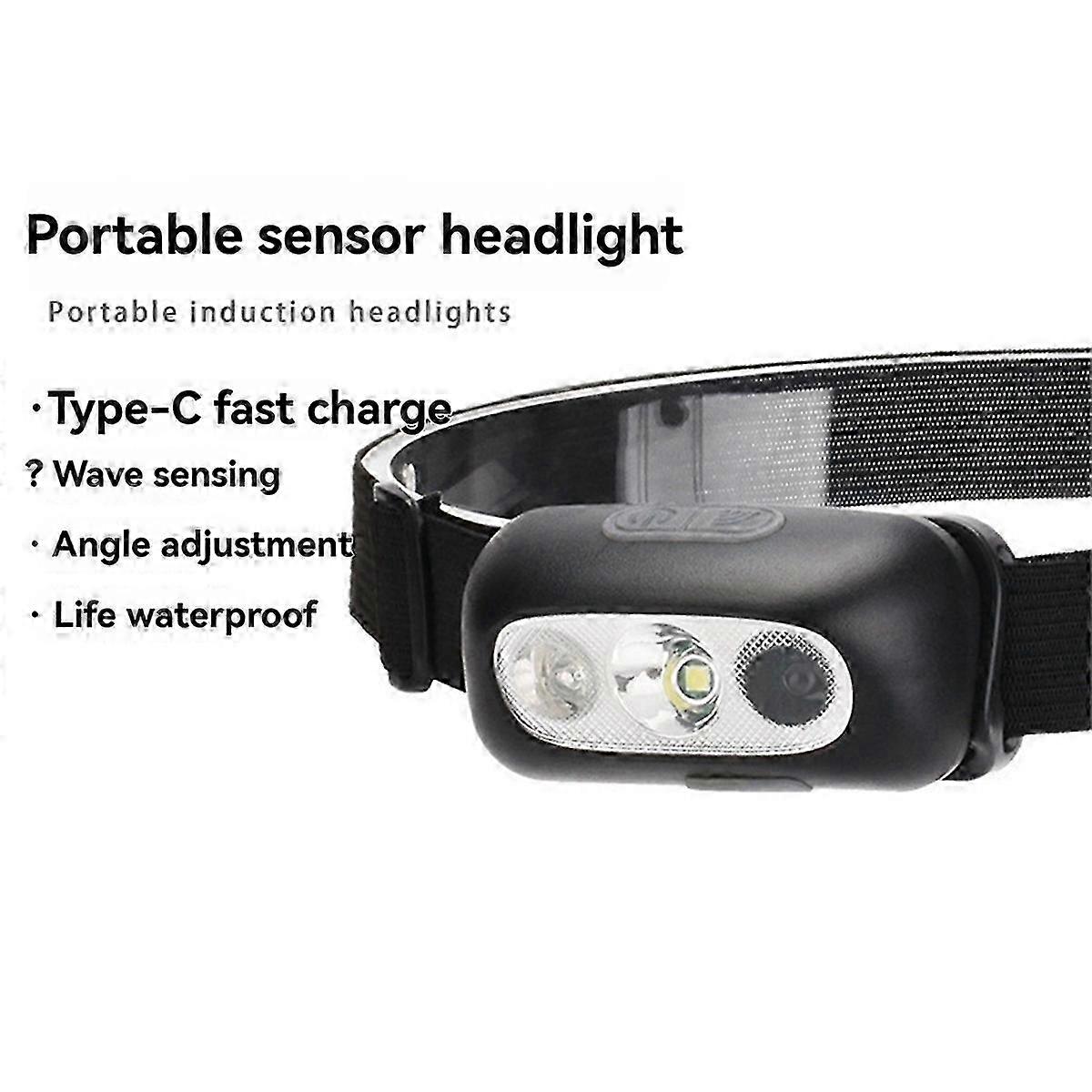 Wiederaufladbare Led-stirnlampe Mit Sensor, Wasserdicht, Tragbar, Superhellgrau, Szrh