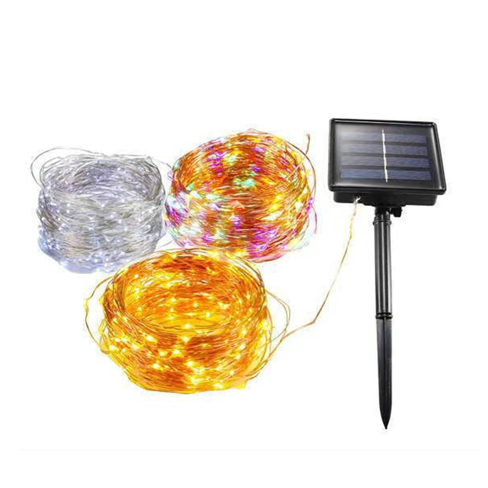 Solarbetriebene Led-lichterkette, 50 Lichter, Kupferdraht, 5 M, Warmweiß, 8 Modi, Außendekoration Für Garten Und Terrasse