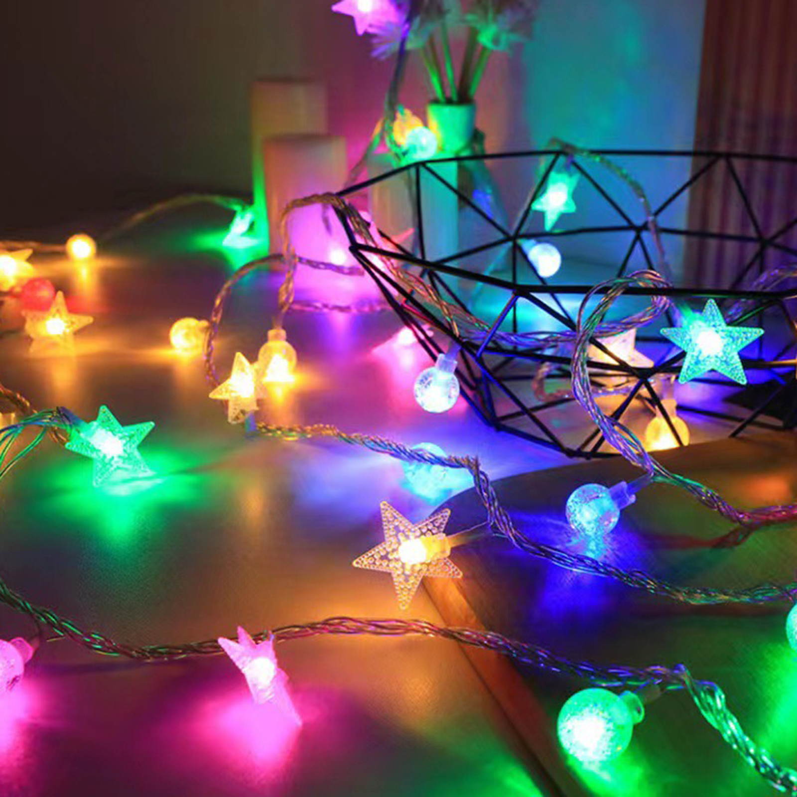 30-sterne-solar-led-lichterkette, 6,5 M, Wasserdicht, 8 Modi, Für Drinnen Und Draußen, Weihnachten, Camping, Autarke Beleuchtung