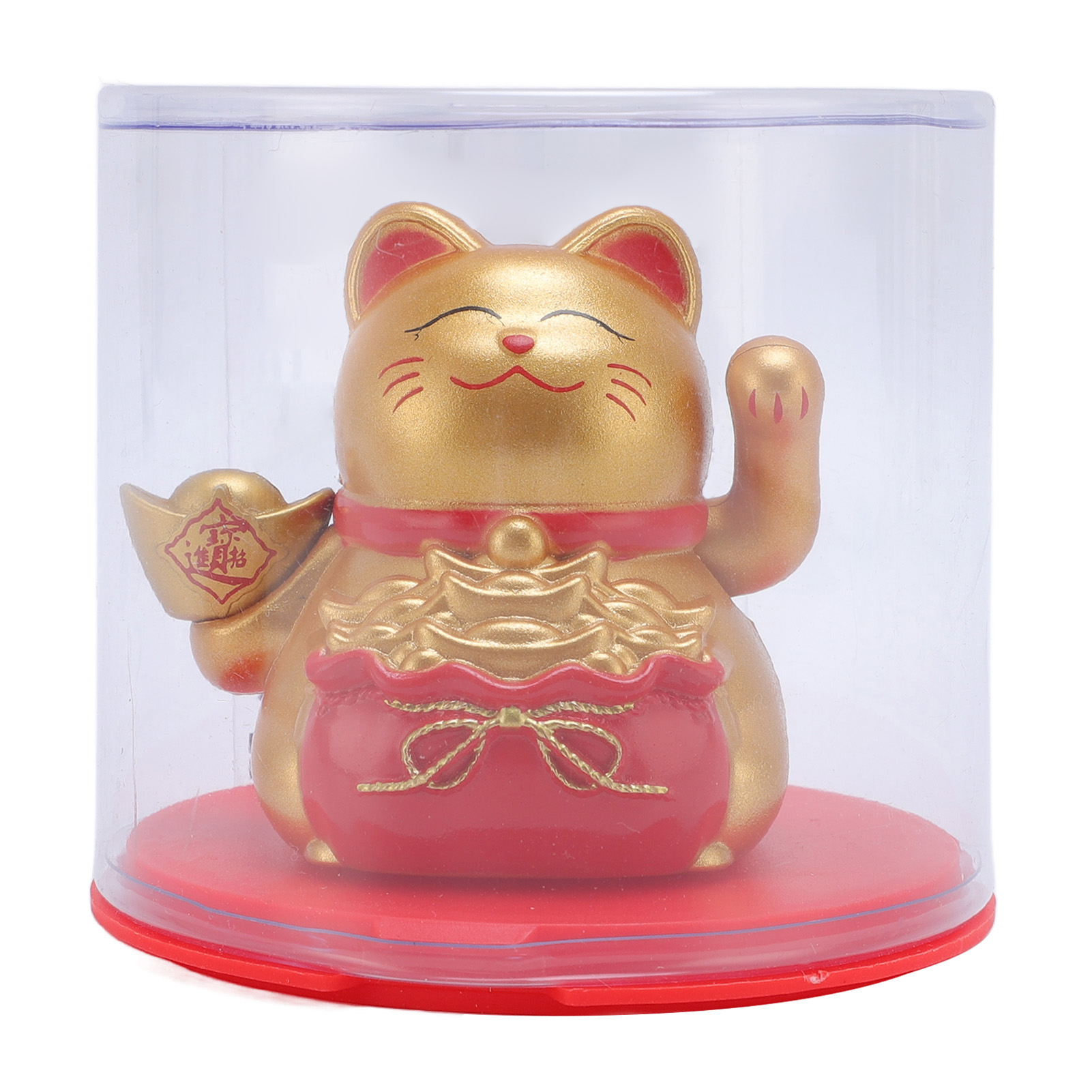 Solarbetriebene Maneki Neko, Automatische Feng-shui-glücksbringerfigur, Champagnerfarben, Abs, 60 X 55 X 55 Mm, Für Den Innenbereich Und Das Auto