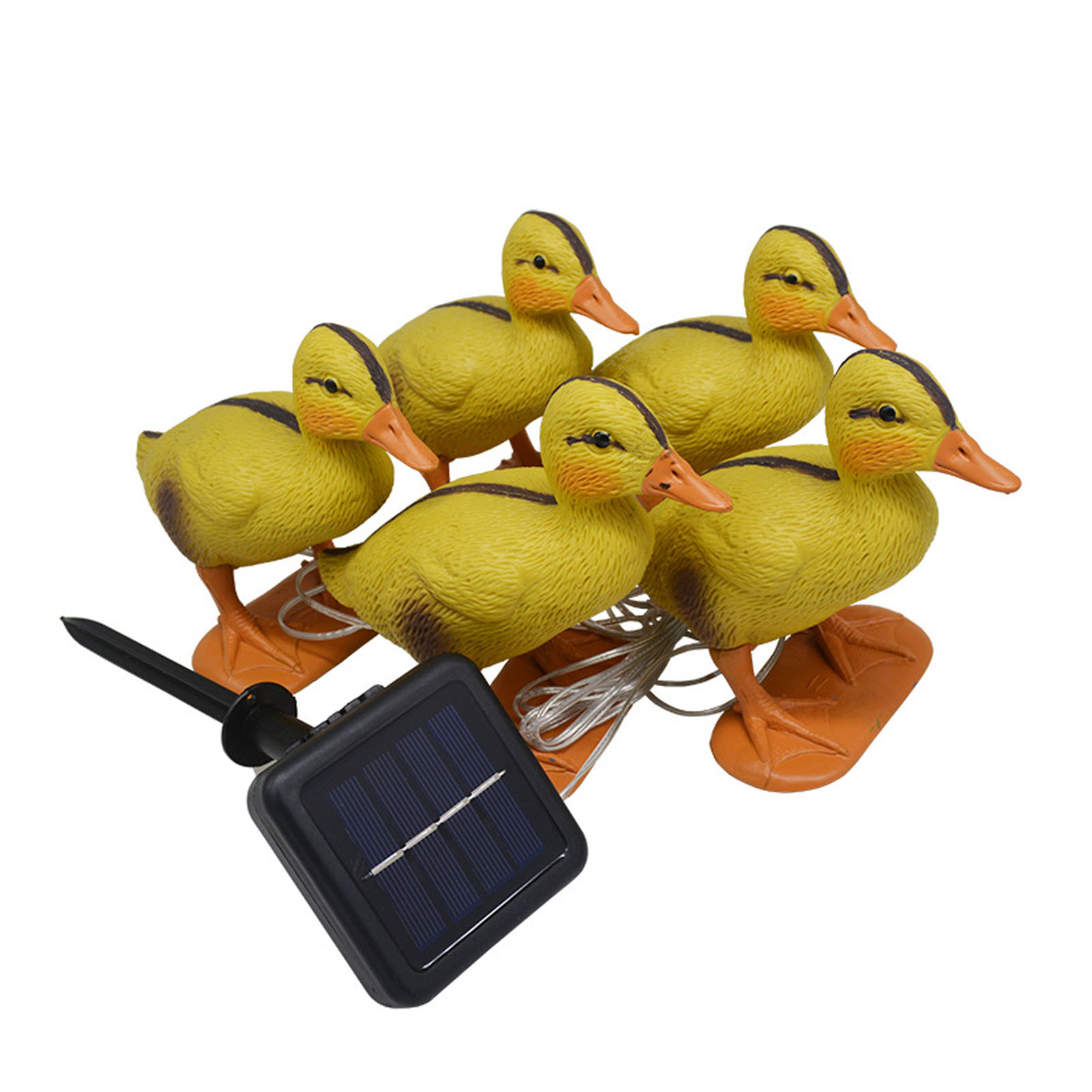 Solar-lichterkette „gelbe Ente“ – 5er-set Ip65 Wasserdichte Led-lichter Für Den Garten, 14 Cm Hoch, Selbstbetriebene Außendekoration