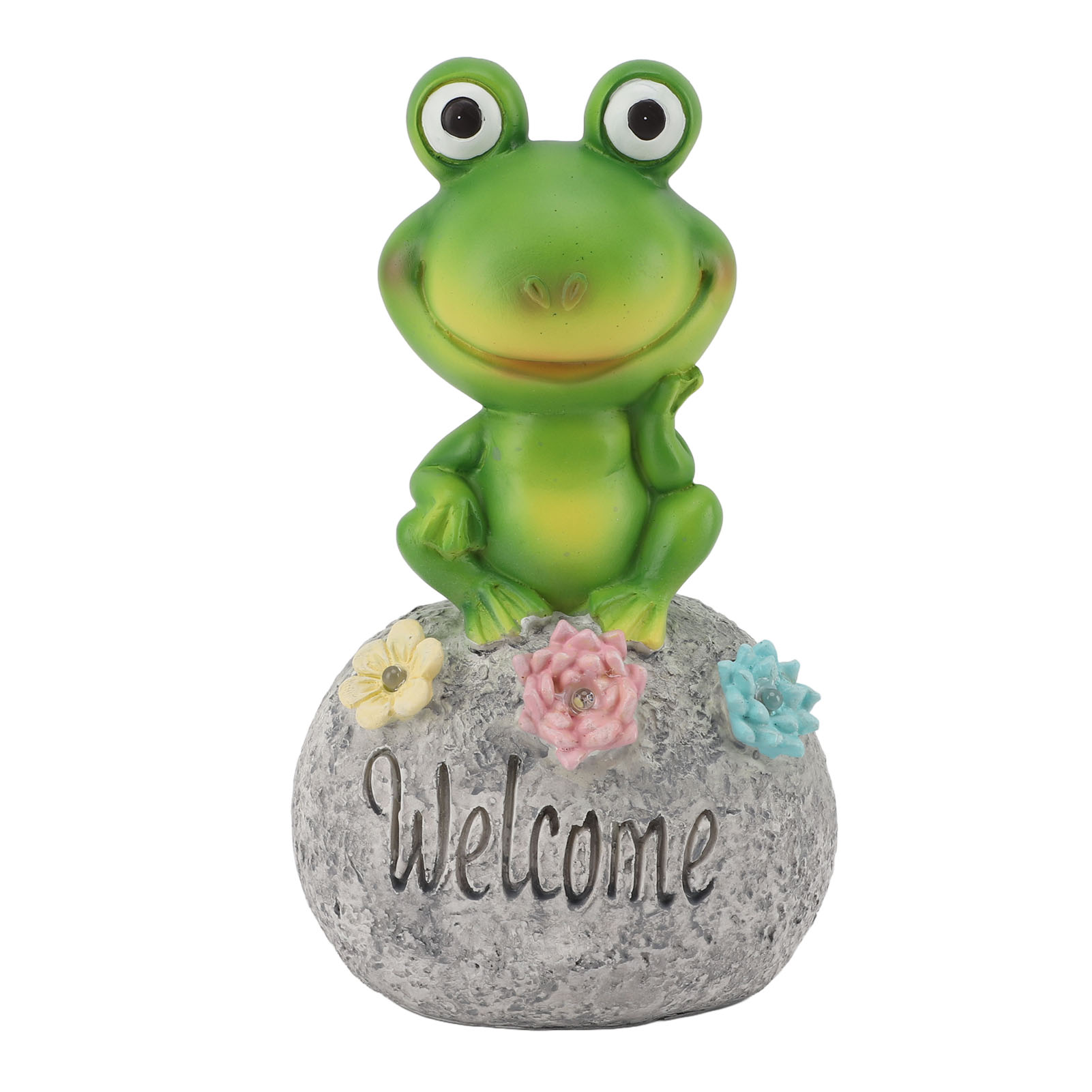 Toivize Solar-froschstatue, Hochwertiges Kunstharz, Warmweiße Led-beleuchtung, Automatische Außendekoration Für Garten Und Terrasse