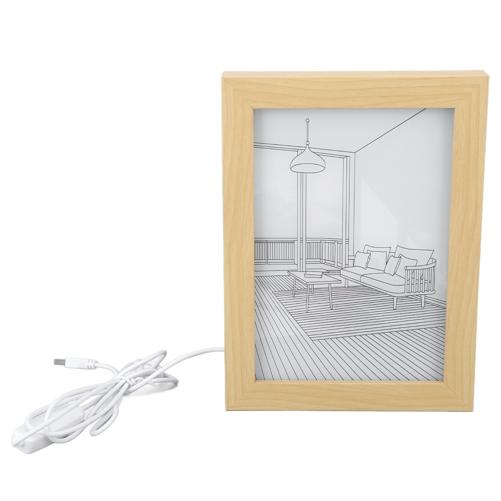 Dekorativer Led-leuchtkasten Im Japanischen Bergstil, Rahmen Aus Nanmu-holz, Acrylplatte, 3 Beleuchtungsmodi, Usb-anschluss, Für Schlafzimmer Oder Büro