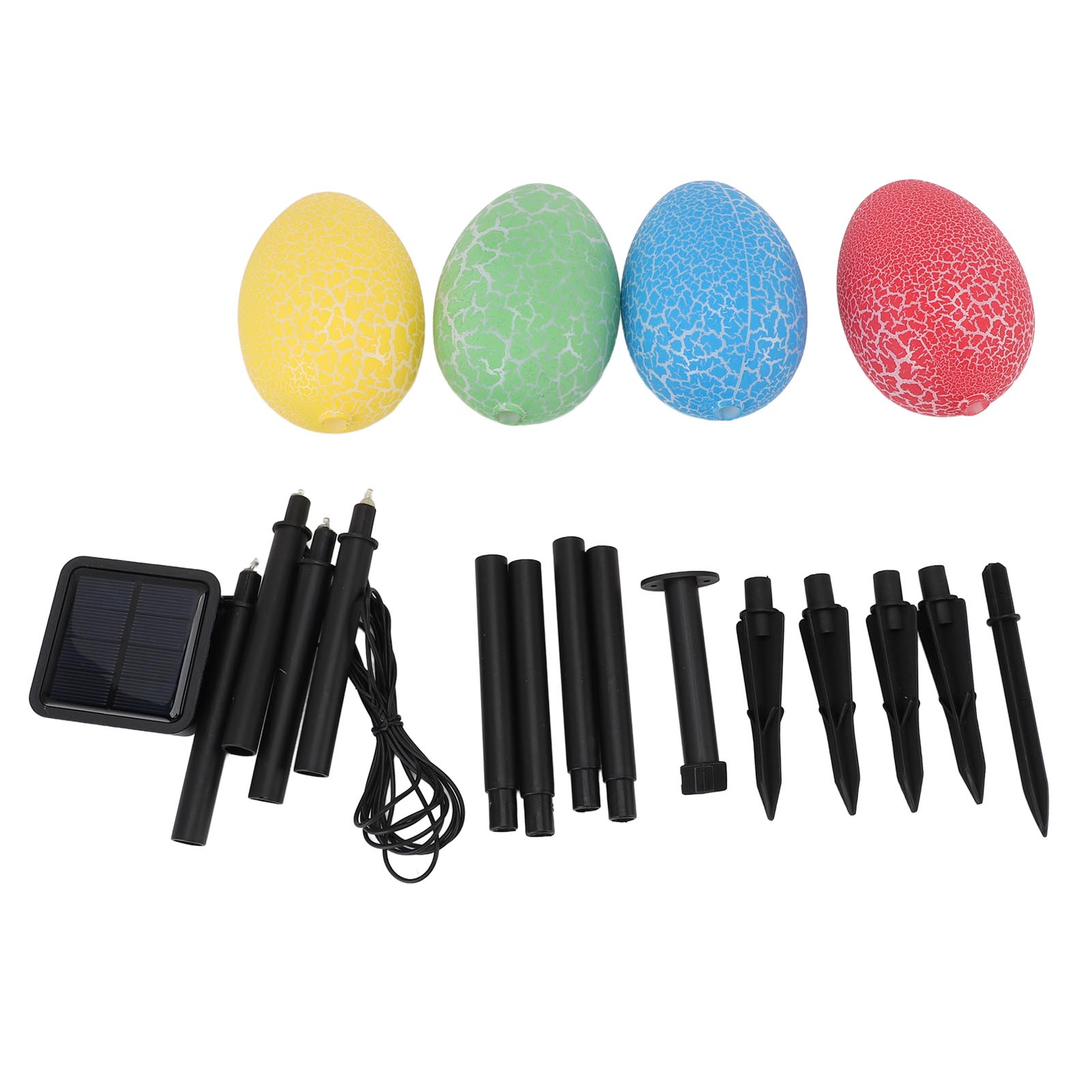 Dekorative Eier Mit Solar-lichterkette – 4 Stück, Aus Robustem, Wasserdichtem Abs (ip65) Für Garten Und Terrasse