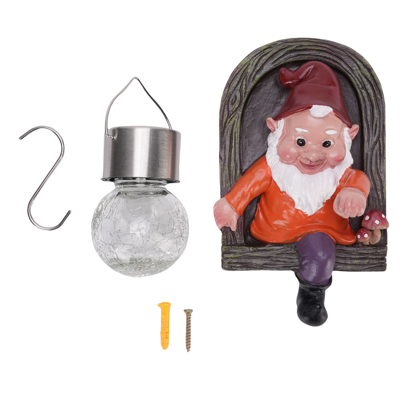Toivize Solar-gartenzwerg, Kunstharz, Led-beleuchtung, 17,5 Cm, Wasserdicht, Außendekoration, Automatische Beleuchtung, Verspieltes Design