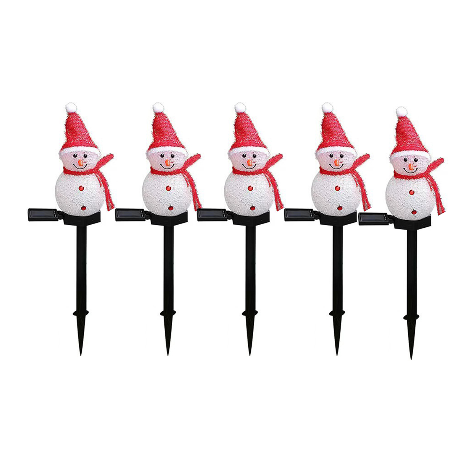Solarbetriebene Schneemann-lichterkette – Toivize – 5 Rote Lichter – Ip65 Wasserdicht Für Garten Und Terrasse, Weihnachts- Und Winterdekoration
