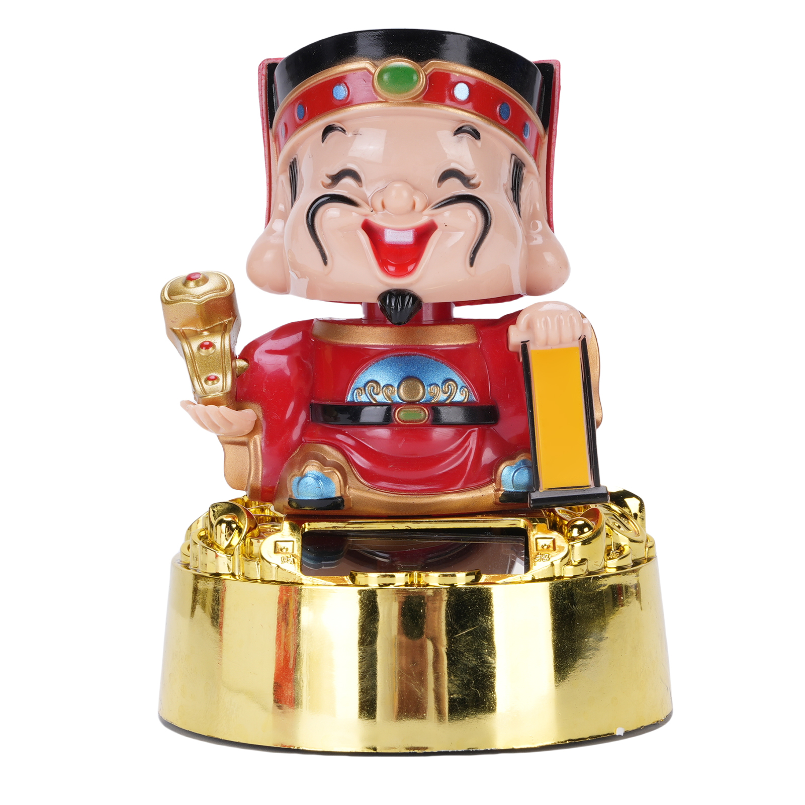Cai Shen Solarstatue – Kopfnickende Figur, Auto-innenausstattung, Kunststoff, 8,5 X 11 Cm, Glücksbringer, Glück, Wohlstand