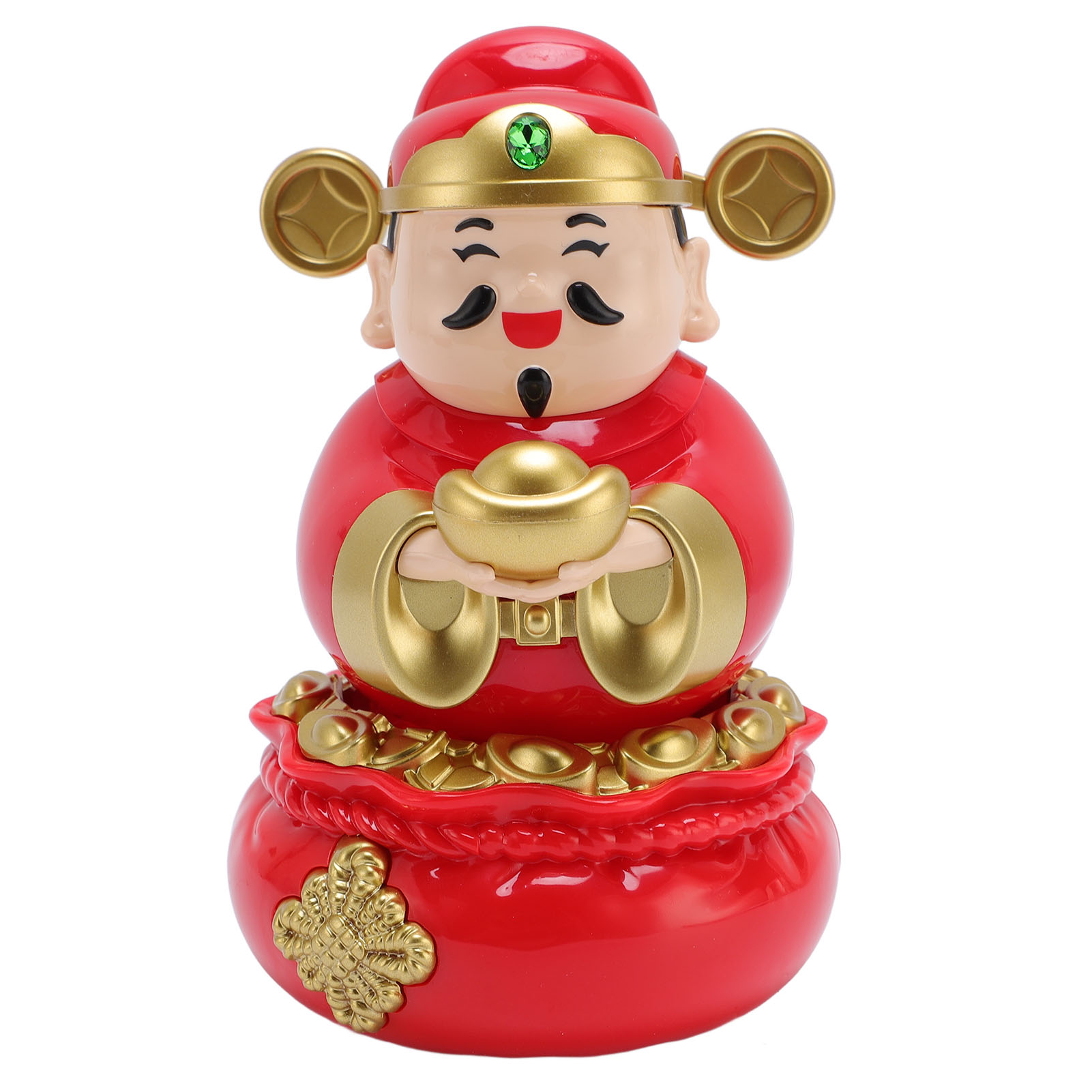 Caishen Toivize Feng Shui-figur, Solarbetriebener Wackelkopf, Umweltfreundliche Dekoration Für Zuhause Und Auto, 15 X 9 Cm, Batterielos